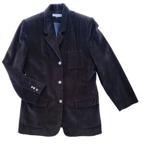 Chaus Womens Vintage 90s Black Wide Wale Corduroy Jacket sz 14 Rustic Fall Vibes